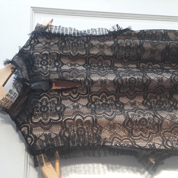 Max Studio Black Lace Shift Sheath Dress Tunic, beige lining, one size fits many - Picture 11 of 13